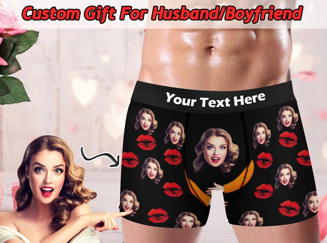 Custom Boxers With Face, Personalized Photo Print Underwear
