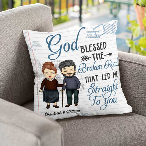 The Broken Road That Led Me Straight To You - Gift For Couples, Personalized Pillow (Insert Included)