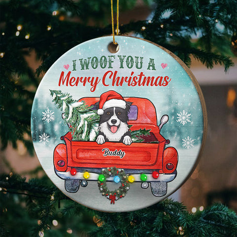 We Woof You A Merry Christmas - Personalized Round Ornament