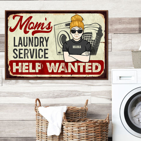 Mom's Laundry Service Help Wanted - Gift For Mom, Personalized Horizontal Poster