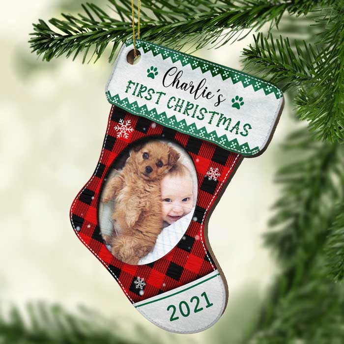 First Christmas - Christmas Is On Its Way - Upload Pet Photo - Personalized Shaped Ornament