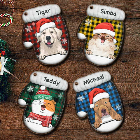 Happy Cats And Dogs On Christmas Day - Personalized Shaped Ornament