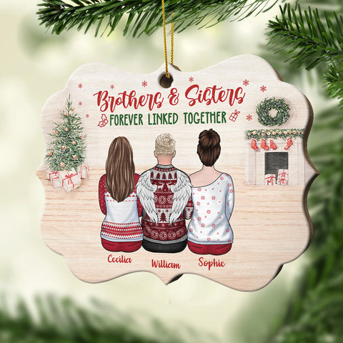 Brothers And Sisters Forever Linked Together - Personalized Shaped Ornament