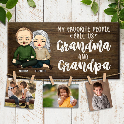 My Favorite People Call Us Grandma & Grandpa - Personalized Display Photo Board