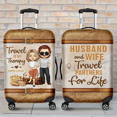 Travel Is My Therapy - Personalized Luggage Cover