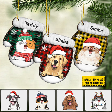Happy Cats And Dogs On Christmas Day - Personalized Shaped Ornament