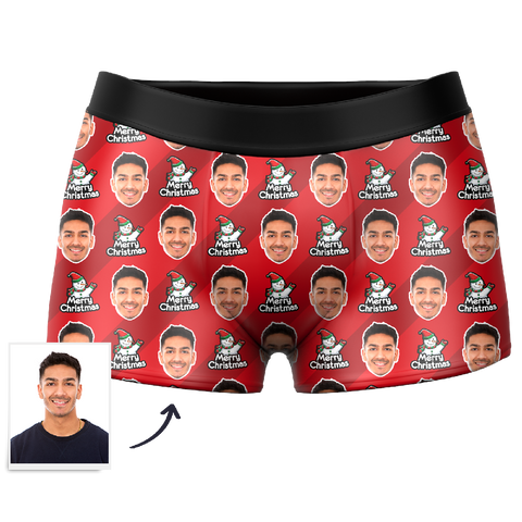 Men's Christmas Gifts Custom Snowman Face Boxer Shorts