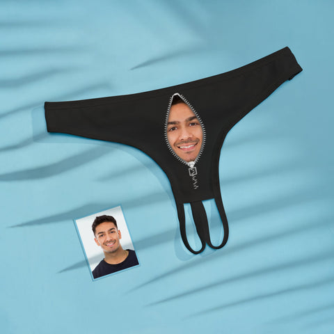 Custom Boyfriend Face Crotchless Panty Personalized Open Crotch Lingerie