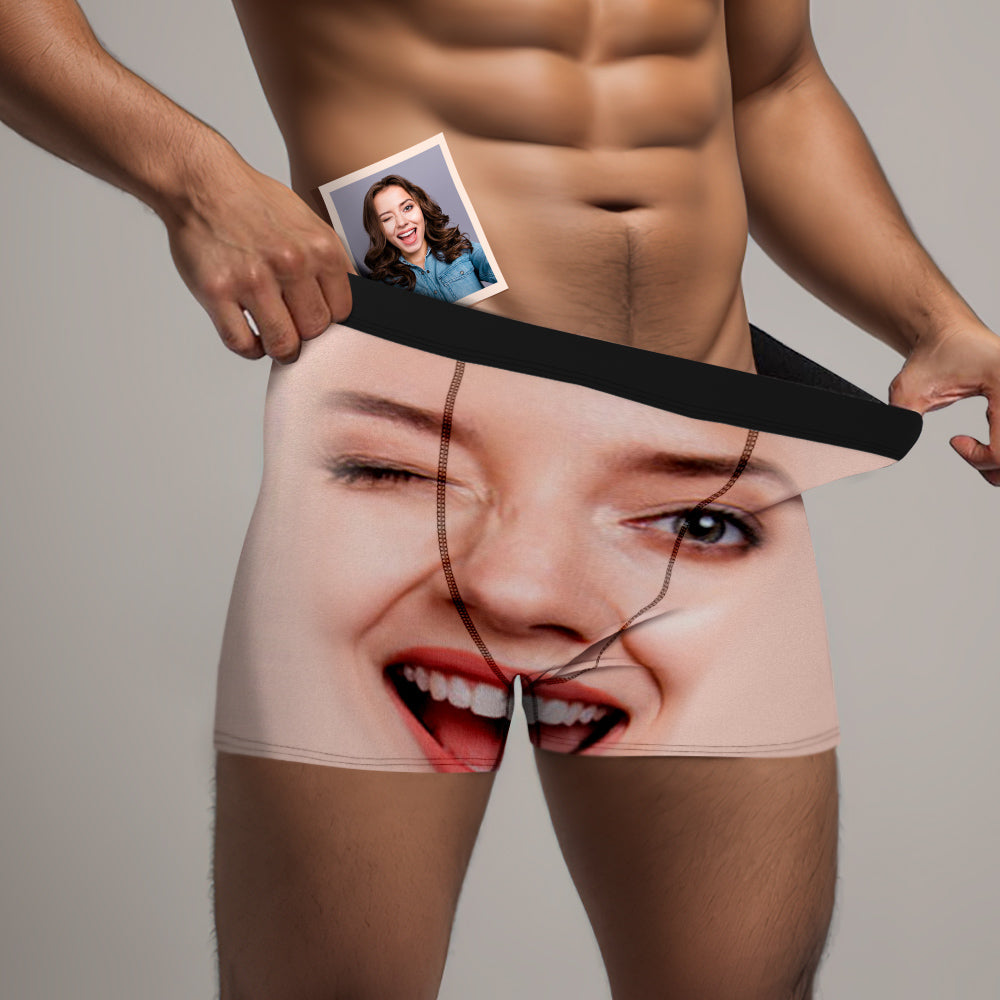 Custom Face Man Boxer Personalized The Whole Face Overall View Gifts For  Girlfriend - XS