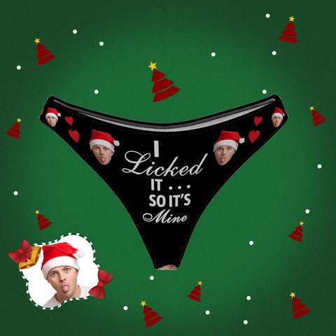 Personalize Face Christmas Thong - I Licked so it's Mine