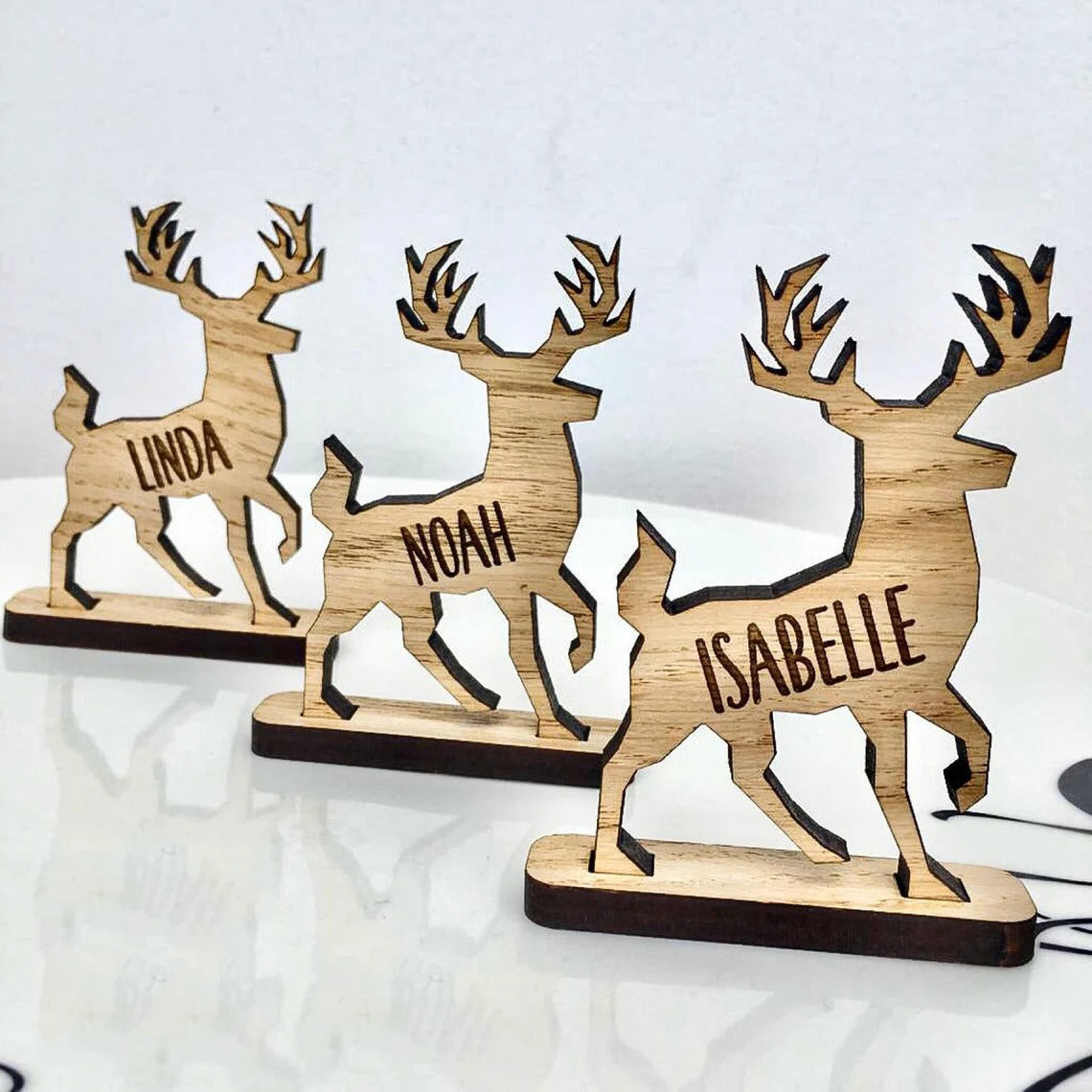 Christmas Personalized Reindeer decorations Stag Place Names