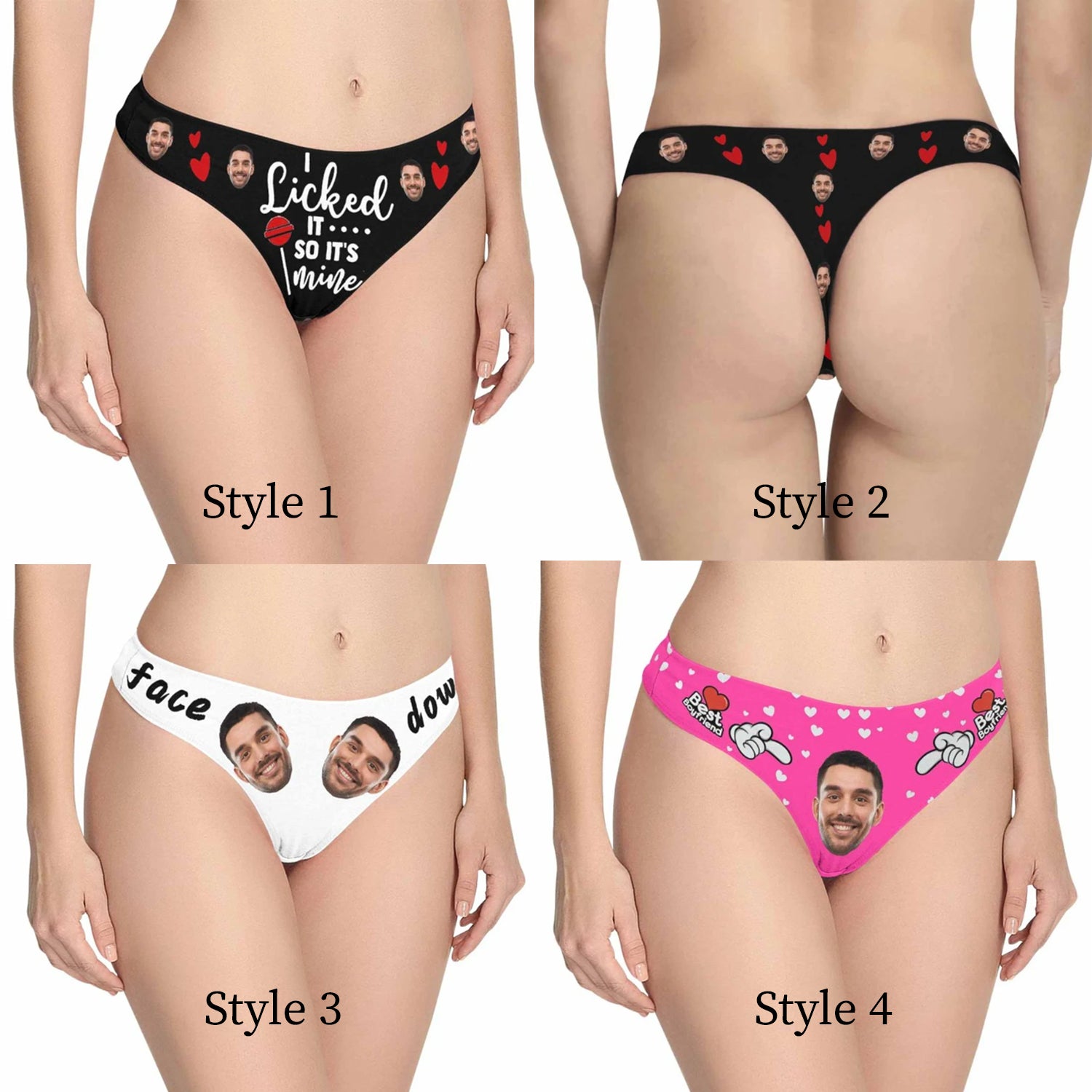 Custom Underwear for Women Personalized Faces Thong Briefs Customize Photo  V-String Panties Birthday Gifts for Girlfriend Gifts for Wife – Astrocus