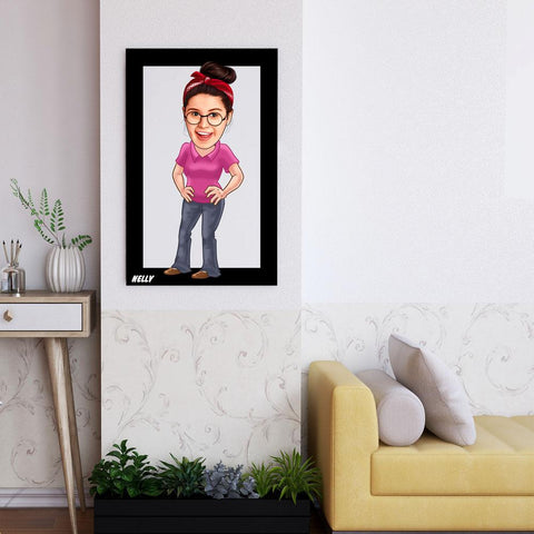 Personalized Cartoon Female Wooden Wall Art